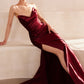 Strapless V Neckline Leg Slit Gown By Amoris T704 - Women Evening Formal Gown - Special Occasion