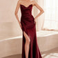 Strapless V Neckline Leg Slit Gown By Amoris T704 - Women Evening Formal Gown - Special Occasion
