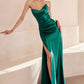 Strapless V Neckline Leg Slit Gown By Amoris T704 - Women Evening Formal Gown - Special Occasion