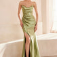 Strapless V Neckline Leg Slit Gown By Amoris T704 - Women Evening Formal Gown - Special Occasion
