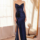Strapless V Neckline Leg Slit Gown By Amoris T704 - Women Evening Formal Gown - Special Occasion