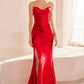 Strapless V Neckline Leg Slit Gown By Amoris T704 - Women Evening Formal Gown - Special Occasion