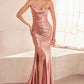 Strapless V Neckline Leg Slit Gown By Amoris T704 - Women Evening Formal Gown - Special Occasion
