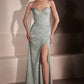Sweetheart Neckline Leg Slit Gown By Amoris T707 - Women Evening Formal Gown - Special Occasion