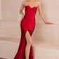 Strapless Sweetheart Leg Slit Gown By Amoris T708 - Women Evening Formal Gown - Special Occasion