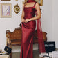 Smooth Satin Draped Neckline Gown By Amoris T729 - Women Evening Formal Gown - Special Occasion