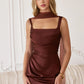 Smooth Satin Draped Neckline Gown By Amoris T729 - Women Evening Formal Gown - Special Occasion