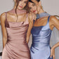 Smooth Satin Draped Neckline Gown By Amoris T729 - Women Evening Formal Gown - Special Occasion