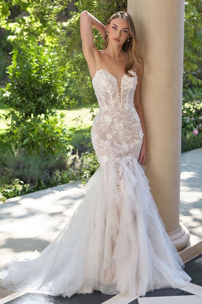 Fit and Flare Strapless Bridal Gown by Andrea & Leo Couture WL062