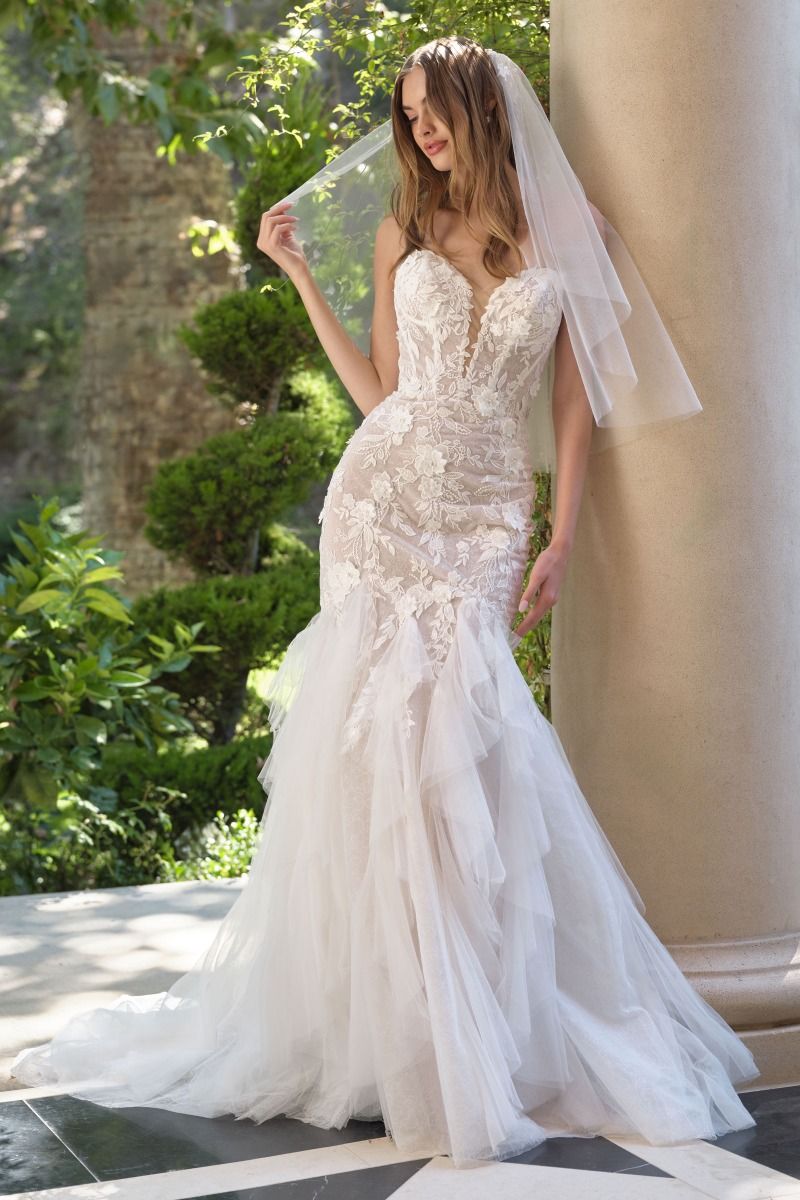 Fit and Flare Strapless Bridal Gown by Andrea & Leo Couture WL062