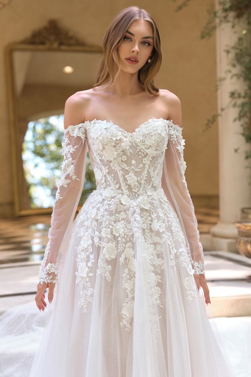 Off Shoulder Sweetheart Neck Bridal Gown by Andrea & Leo Couture WL067