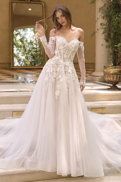 Off Shoulder Sweetheart Neck Bridal Gown by Andrea & Leo Couture WL067