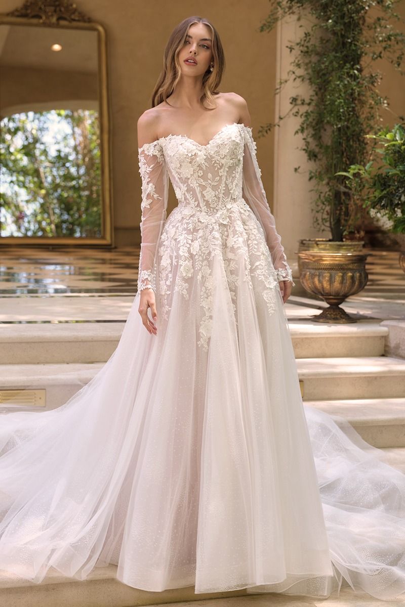 Off Shoulder Sweetheart Neck Bridal Gown by Andrea & Leo Couture WL067