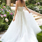 Deep Neckline A-Line Bridal Gown by Andrea and Leo WL087