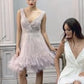 Jeweled Feathered glitter A-line Short Cocktail Dress by Andrea & Leo Couture - A1012 Wren Dress - Short