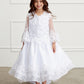 Flower Girl Dress with long Mesh Sleeves and Organza Overlay by TIPTOP KIDS - AS1201
