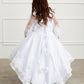 Flower Girl Dress with long Mesh Sleeves and Organza Overlay by TIPTOP KIDS - AS1201