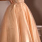 Puff Sleeves Corset Bodice Tea Length Short Tulle Dress by Cinderella Divine-CD0187