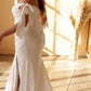 Off the Shoulder Tie Sleeve Pleated Mermaid Bridal Gown by Cinderella Divine - CD944WC