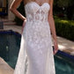 Strapless Fitted Floral Bridal Gown with Overskirt by Andrea and Leo Couture - CB046W