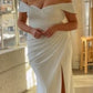 Off the Shoulder Jersey Sheath Slit Bridal Gown Cinderella Divine CD930C