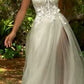 Strapless Floral Bridal Ballgown with Puff Sleeves by Cinderella Divine CB080W