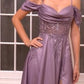 Satin Off The Shoulder Corset Slit Gown By Ladivine OC012 - Women Evening Formal Gown - Special Occasion