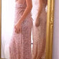 Sequin Fitted Sweetheart Neckline Slit Gown By Ladivine CD259 - Women Evening Formal Gown - Special Occasion