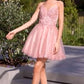 Lace Bodice A-Line Short Dress with Tulle Skirt By Ladivine CD0213