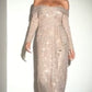 Sequin Off The Shoulder Long Sleeve Slit Women Formal Gown By Ladivine CH135 - Special Occasion/Curves