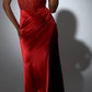 Fitted Sheer Corset Satin Slit Gown By Ladivine CD265 - Women Evening Formal Gown - Special Occasion