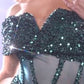 Off the Shoulder Sequin Sheer Bodice Mermaid Gown by Cinderella Divine CD985 - Special Occasion