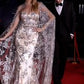 Strapless Glitter Print Gown with Cape By Ladivine J834 - Women Evening Formal Gown - Special Occasion/Curves