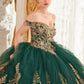 Off the Shoulder Floral Applique Layered Lace Quinceanera Gown By Ladivine 15705