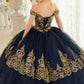 Off the Shoulder Floral Applique Layered Lace Quinceanera Gown By Ladivine 15705