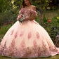 Floral Off The Shoulder Quinceanera Ball Gown By Ladivine 15701