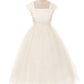 Girl Party Pleated Cap Sleeve Long Dress by AS222 Kids Dream - Girl Formal Dresses