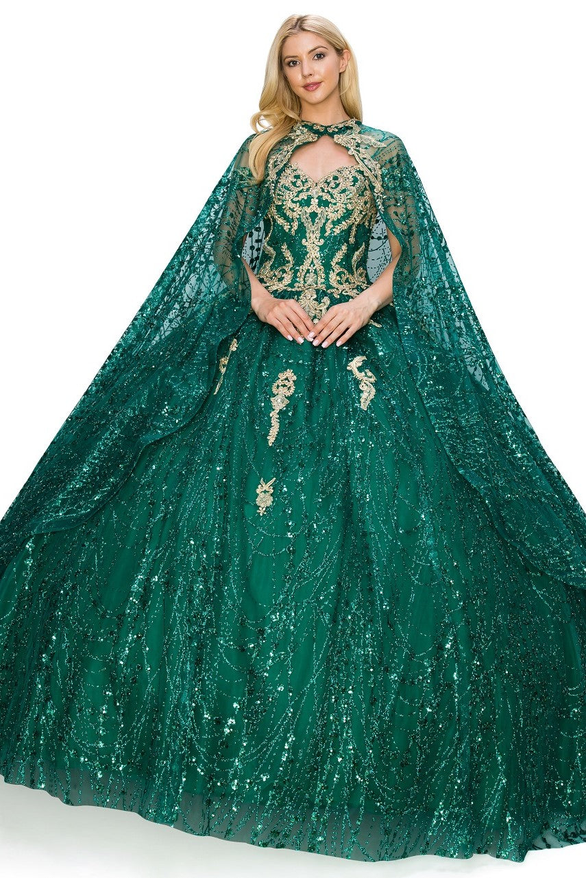 Off the Shoulder Floral Tulle Lace Quinceanera Dress by Cinderella Couture USA AS4201HG