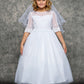 Girl Party Embroidery Mesh Half Sleeve Dress by AS462 Kids Dream - Girl Formal Dresses