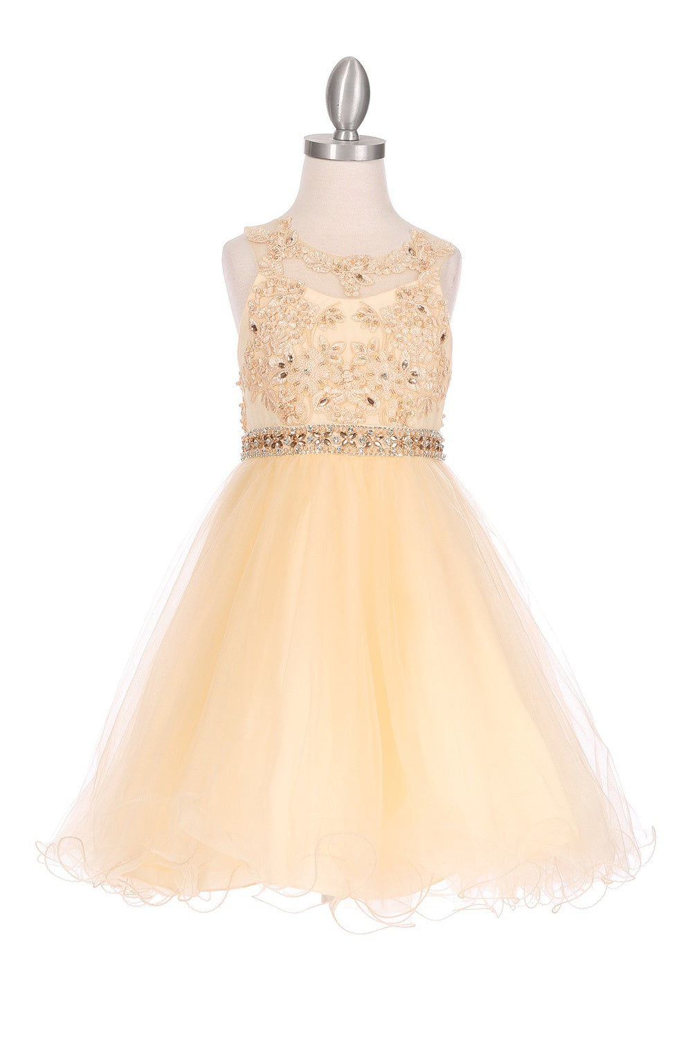 Rhinestone Pearl Beaded Lace Tulle Girl Party Dress by Cinderella Couture USA As5013