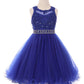 Rhinestone Pearl Beaded Lace Tulle Girl Party Dress by Cinderella Couture USA AS5013