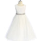 Long Lace Illusion with Thick Rhinestone Trim Girl Party Dress by AS524-E Kids Dream - Girl Formal Dresses