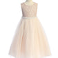 Long Lace Illusion with Thick Pearl Trim Girl Party Dress by AS524C Kids Dream - Girl Formal Dresses