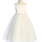 Satin Top with Wavy Rhinestone & Pearl Trim Girl Party Dress by AS538-G Kids Dream - Girl Formal Dresses