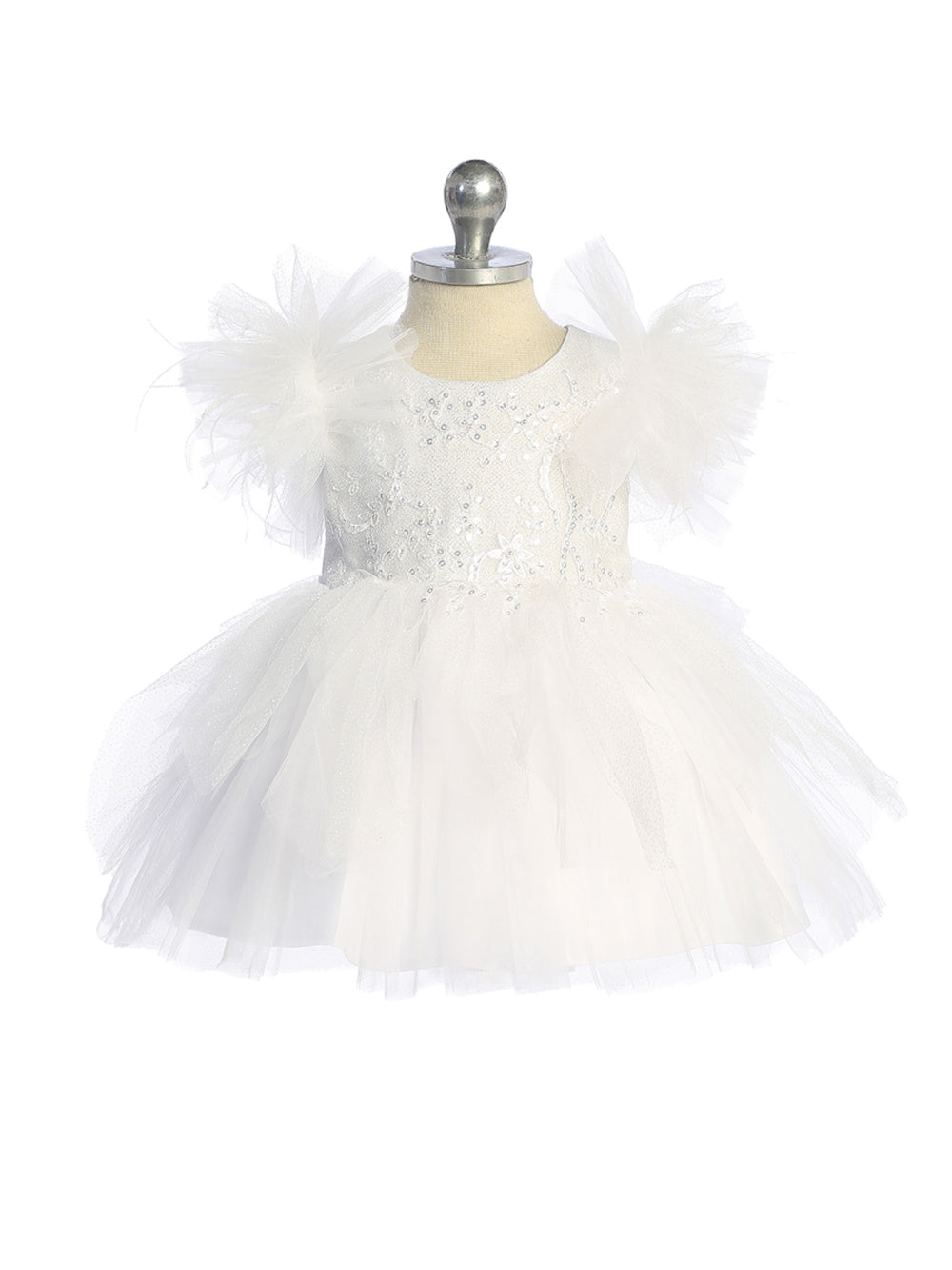 Baby Dress with Lace Applique and Fluffy Sleeves by TIPTOP KIDS - AS5848S