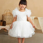 Girl Party Dress with Lace Applique and Fluffy Sleeves by TIPTOP KIDS - AS5848