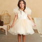 Girl Party Dress with Lace Applique and Fluffy Sleeves by TIPTOP KIDS - AS5848