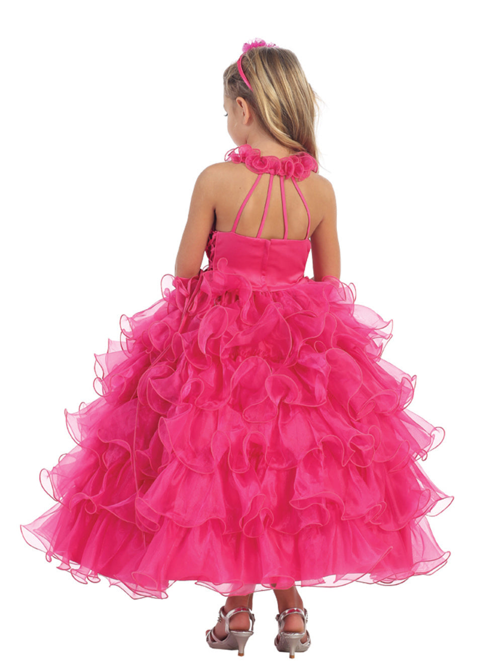 Party Girl Organza Halter Neck Fancy Pageant Dress by TIPTOP KIDS - AS7006