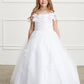 Girl Mini Quince Dress - Off Shoulder Lace Overlay with Mesh Skirt by TIPTOP KIDS - AS7033