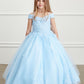 Off the Shoulder Ball Gown Mini Quince Girl Dress with Lace Applique by TIPTOP KIDS - AS7034